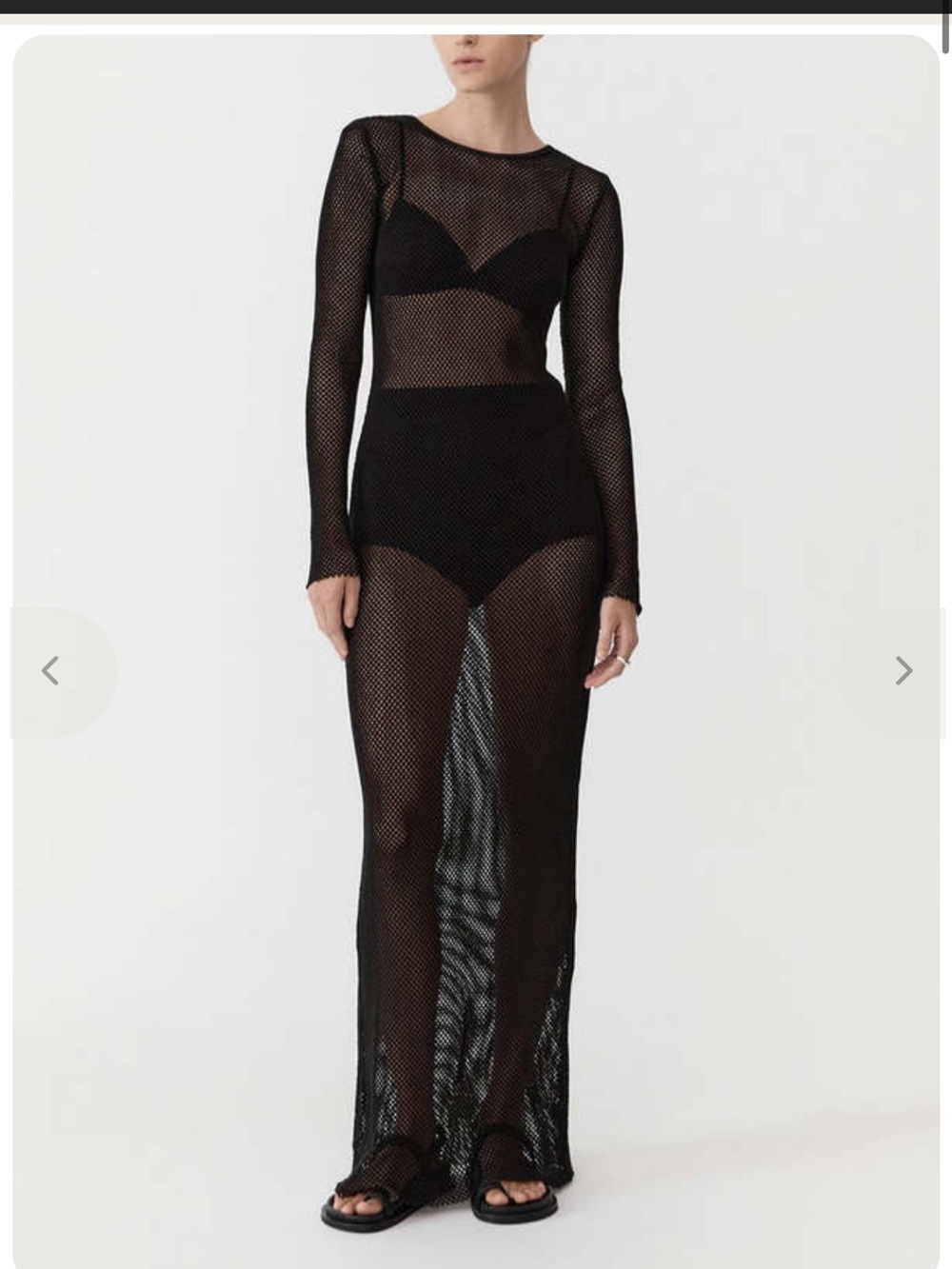 NWOT St. Agni Black Mesh Long Sleeve Maxi Dress / Cover Up